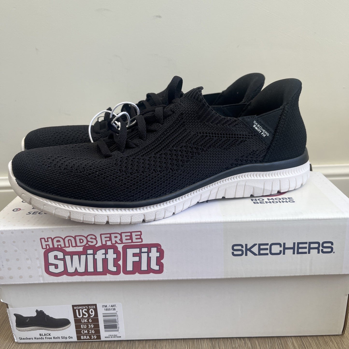 Skechers Hands Free Swift Fit Ladies Black Trainers Size 6 Brand New Women’s