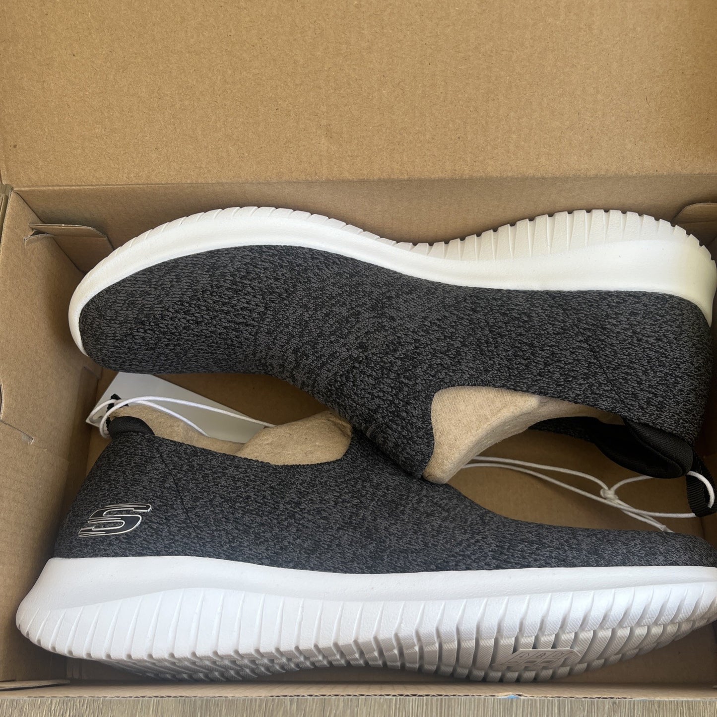 Skechers Ultra Flex Ladies Trainers UK 7 Heather Black Memory Foam Slip On New