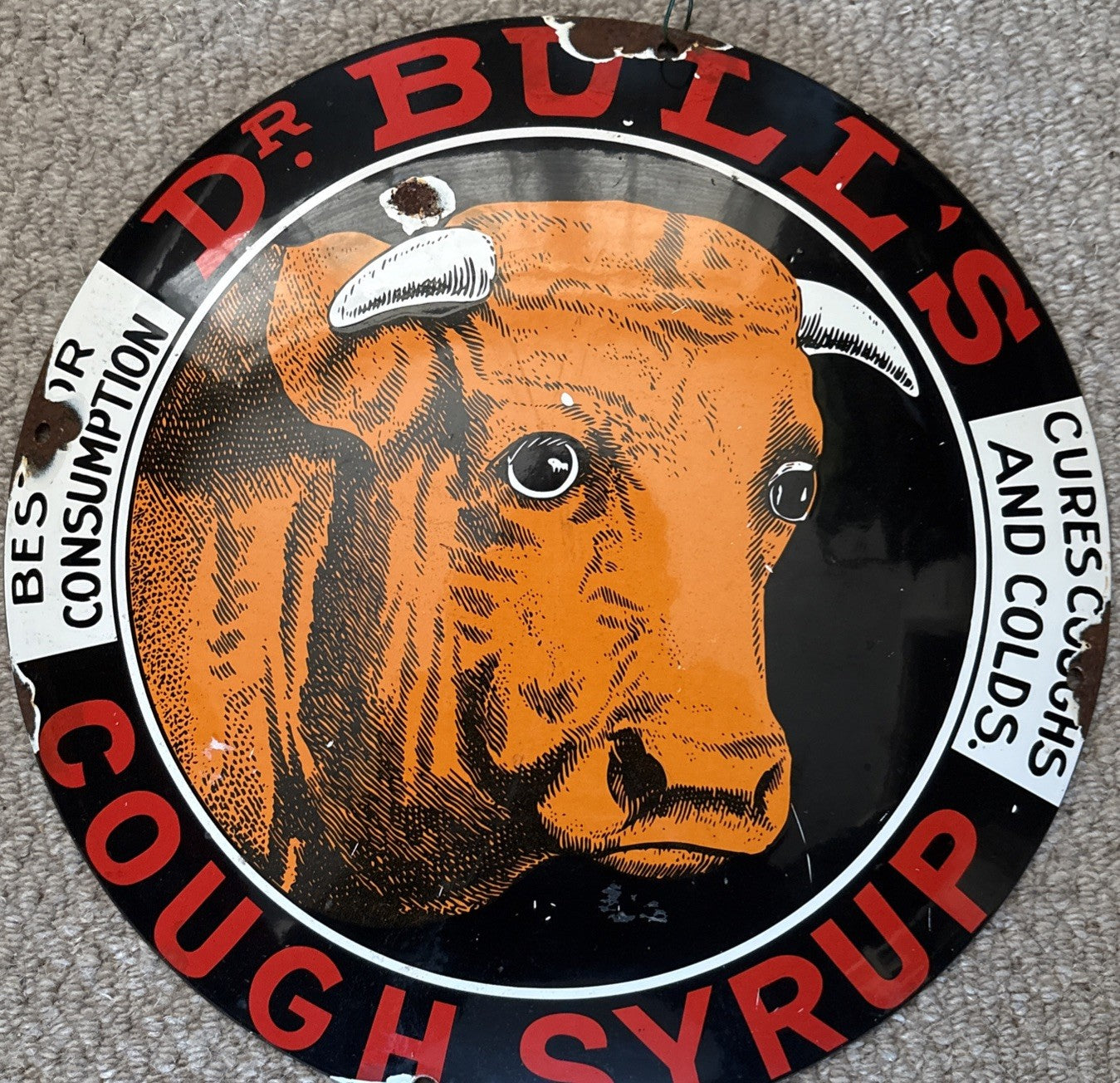 Enamel Sign , Man, Cave, Garage 12” Advertising sign collectors Memorabilia ￼