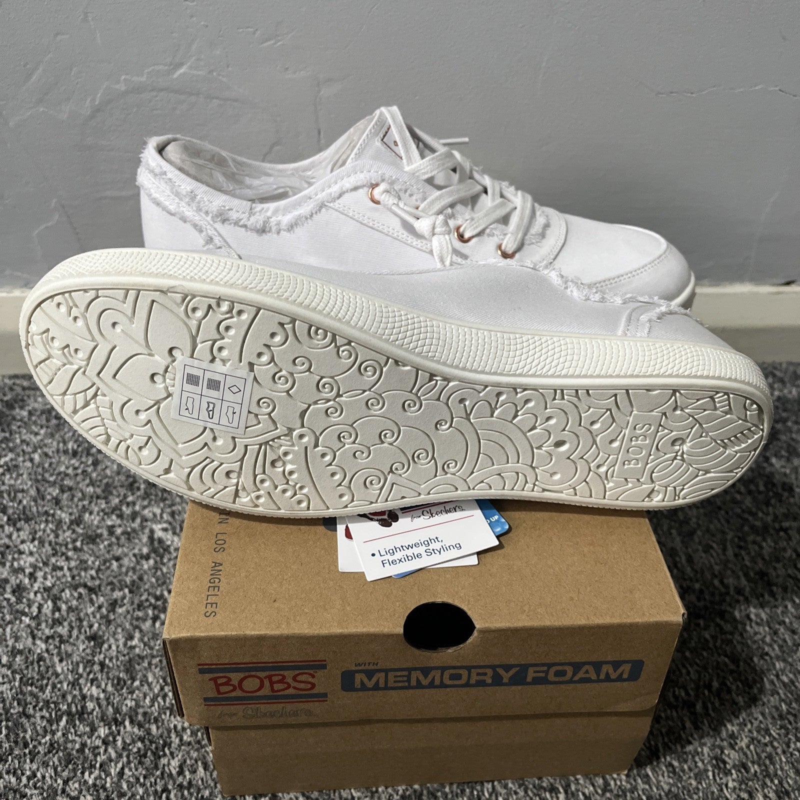 Skechers Bobs B Cute White Ladies Shoes Pumps UK Size 6 EU 39 Memory Foam