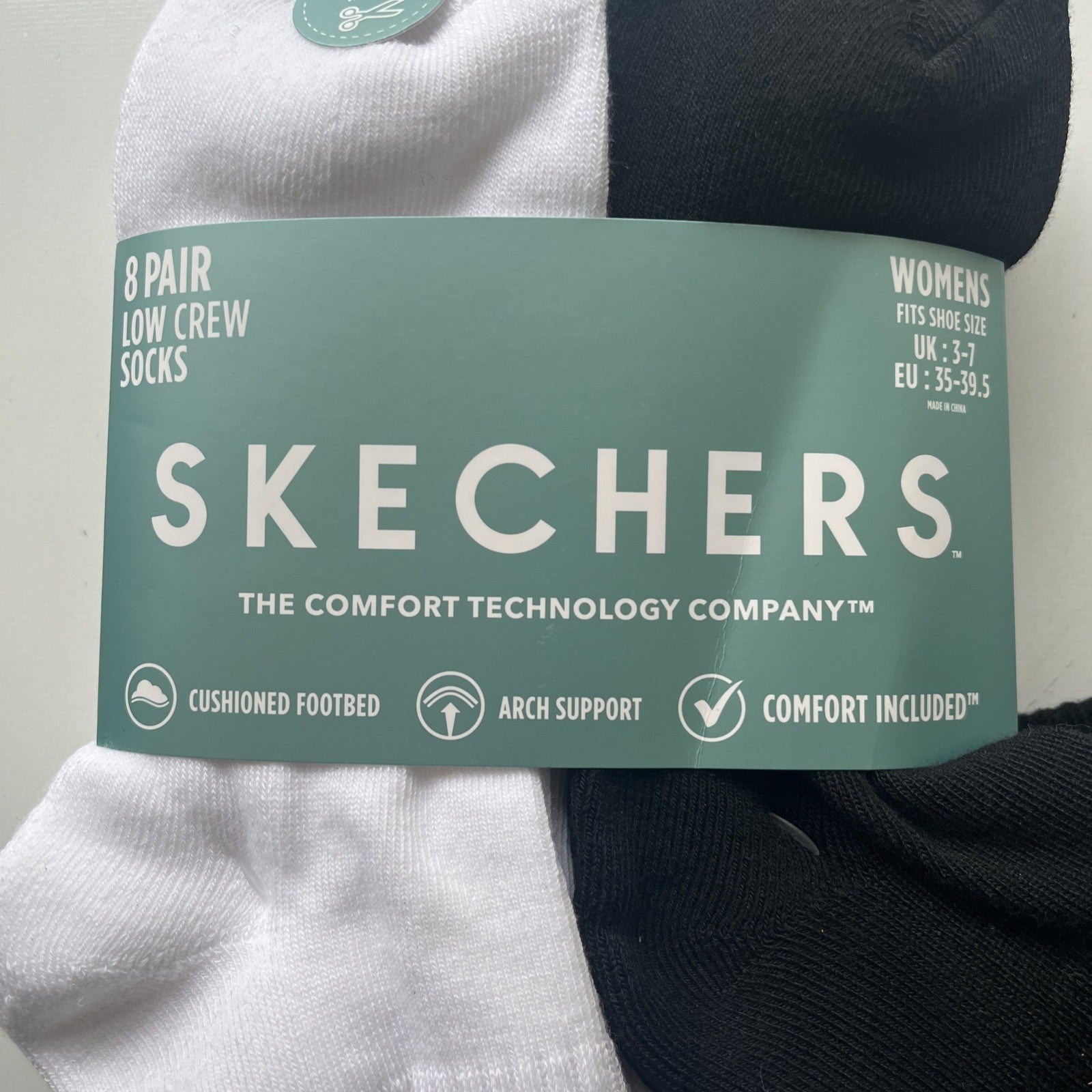 8 Pairs Of Skechers Womens Socks Black & White Size UK 3-7 Brand New Warm Winter