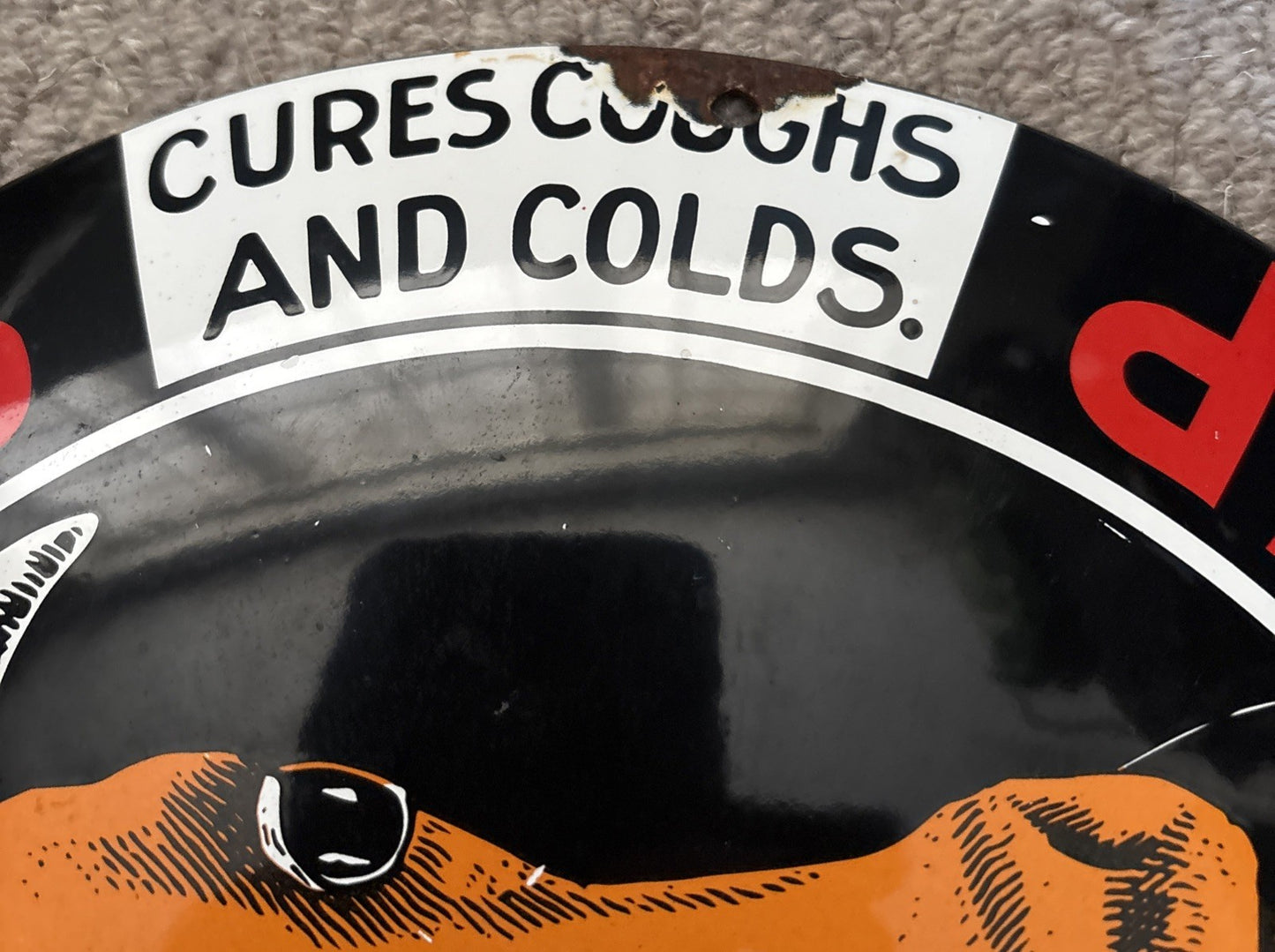 Enamel Sign , Man, Cave, Garage 12” Advertising sign collectors Memorabilia ￼