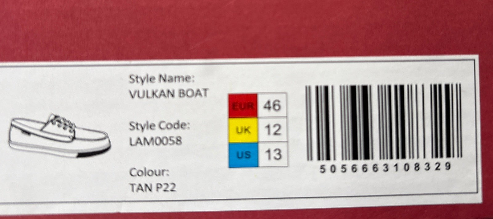 Lambretta Vulkan Mens  Boat Shoe In Tan Brown UK 12 Brand New In Box
