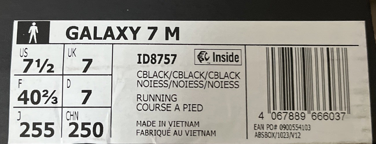 adidas Galaxy 7 Mens Trainers Black Cloudfoam Comfort Sneakers Running UK Size 7