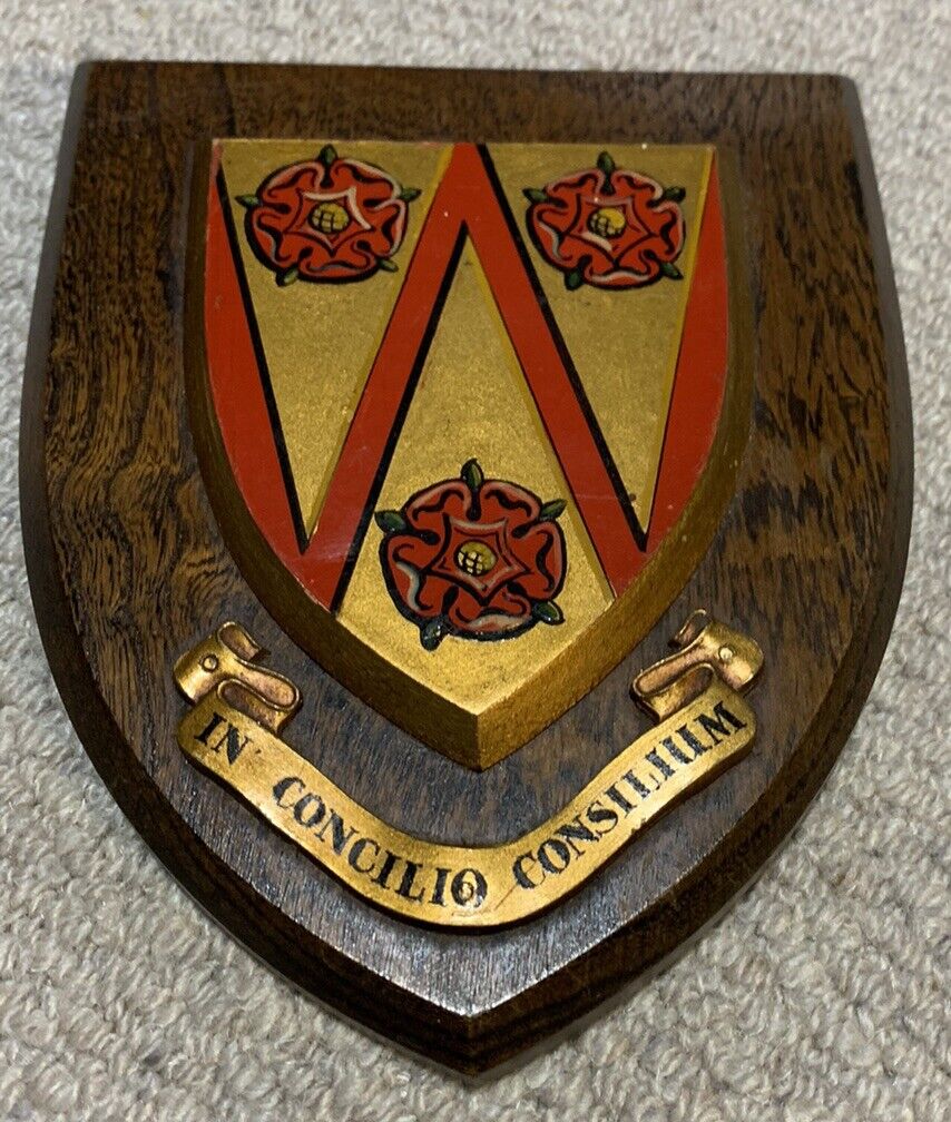 plaque shield crest coat of arms  School University Antique Reclaimed