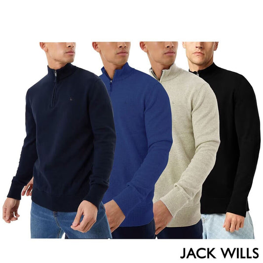 Jack Wills Mens Funnel Neck Half Zip Jumper Pullover BNWT - Sizes - Colours