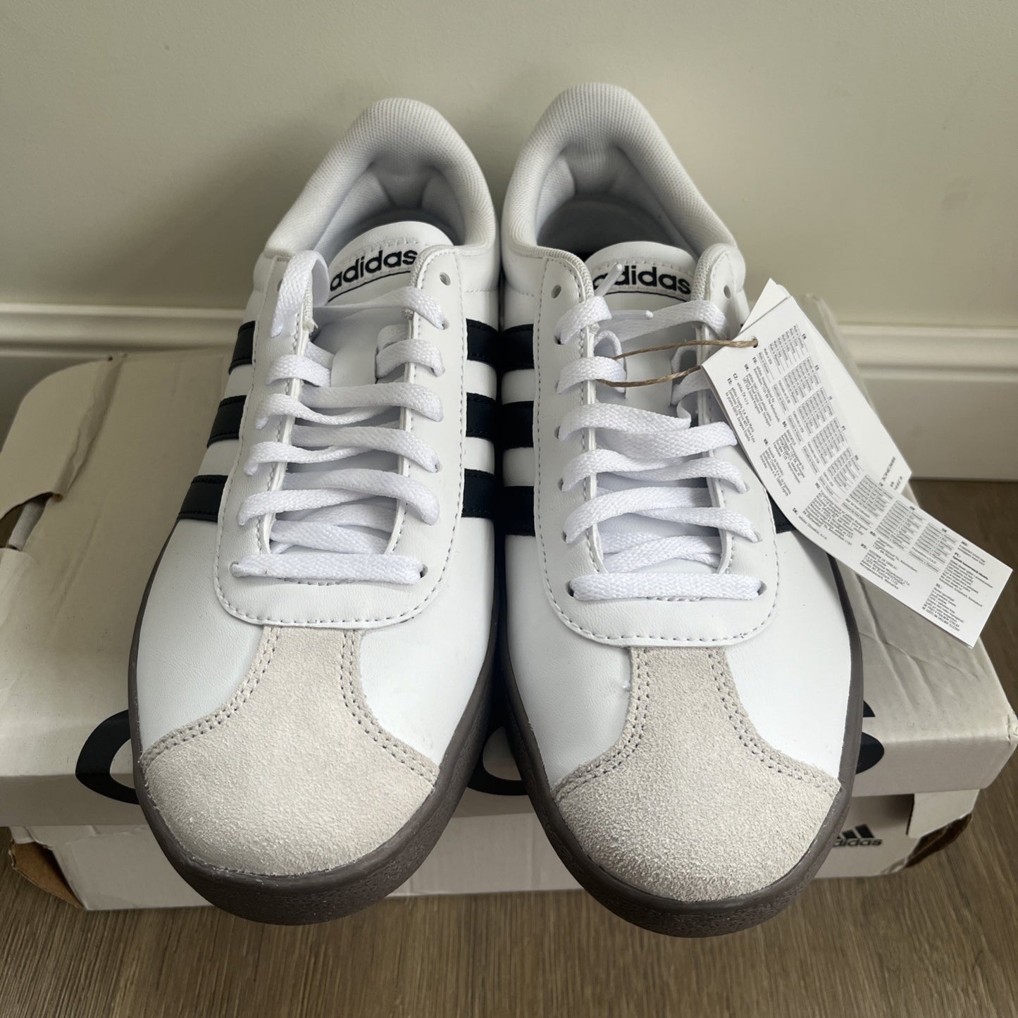 Adidas VL Court Base Trainers UK 5.5 White Black Gum ID3714 Retro Shoes Womens