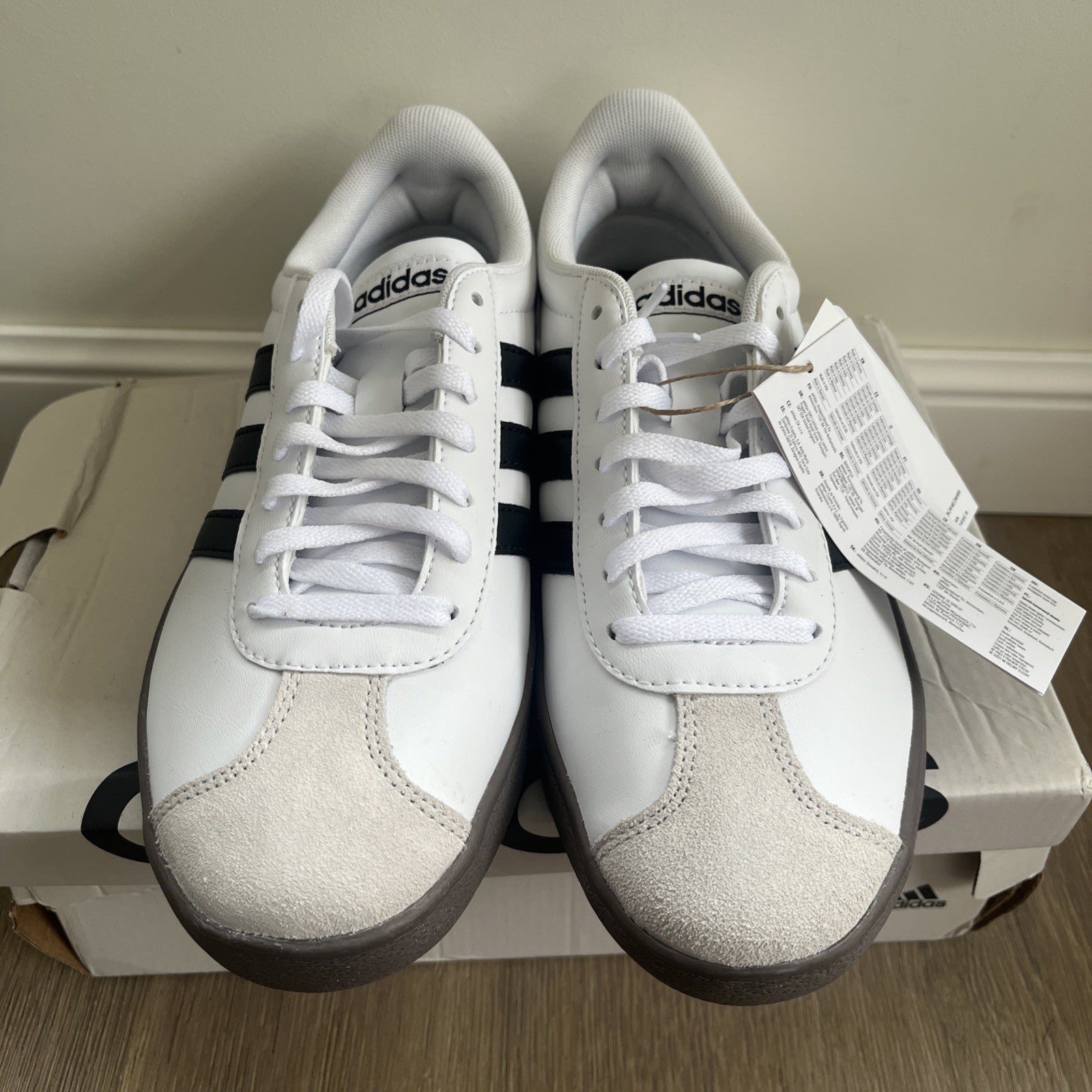 Adidas VL Court Base Trainers UK 5.5 White Black Gum ID3714 Retro Shoes Womens