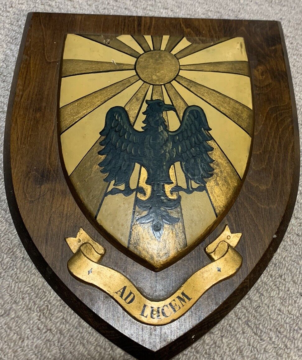 plaque shield crest coat of arms  School University Antique Reclaimed