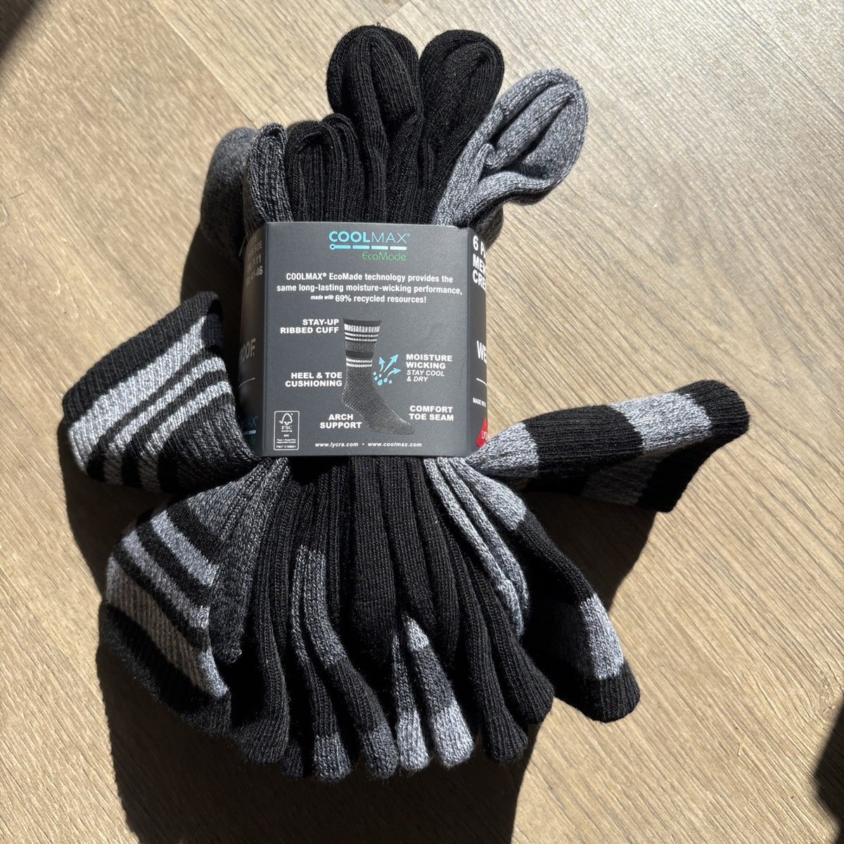 Weatherproof Crew Vintage Coolmax Socks Size UK 7-11 Men's 6 x Pairs Colours