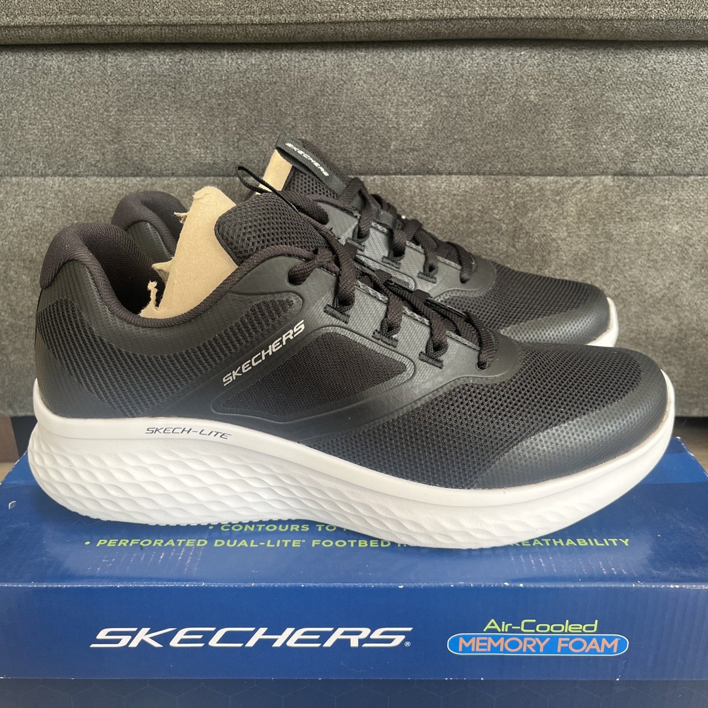 Skechers Black White Men’s Trainers New Century Sketch Lite Pro Boxed Size 10