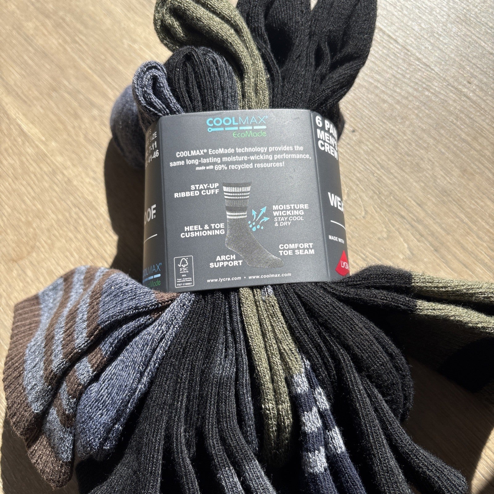 Weatherproof Crew Vintage Coolmax Socks Size UK 7-11 Men's 6 x Pairs Colours