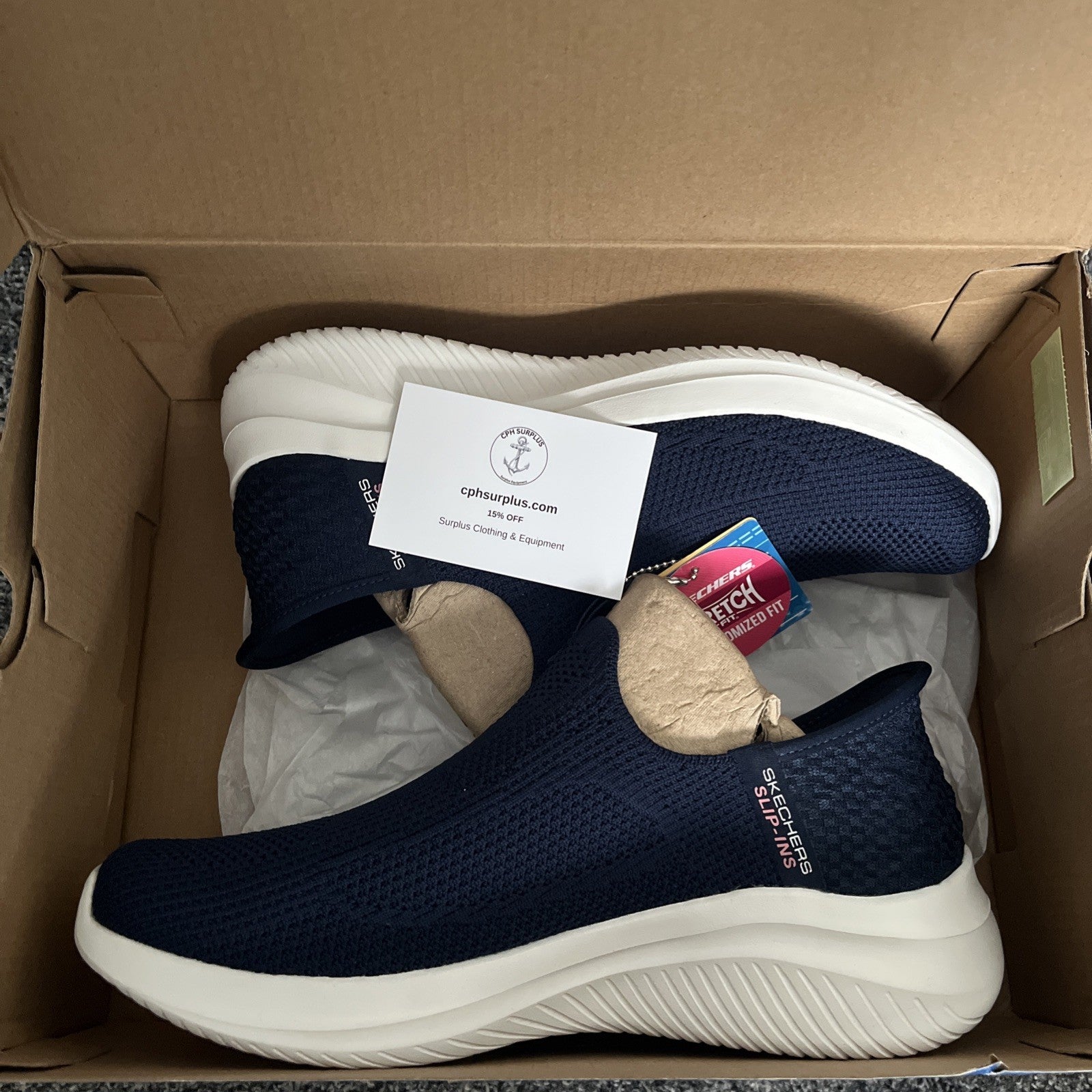 Skechers Slip-ins Ultra Flex 3.0 Vegan Womens Slip On Trainers in Navy UK Size 6