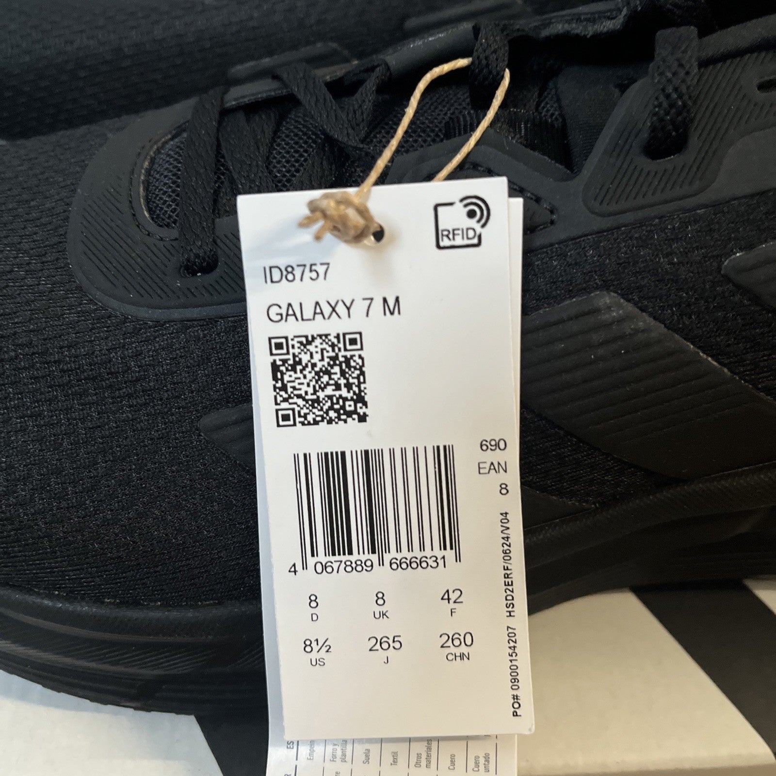 adidas Galaxy 7 Mens Trainers Black Cloudfoam Comfort Sneakers Running UK Size 8