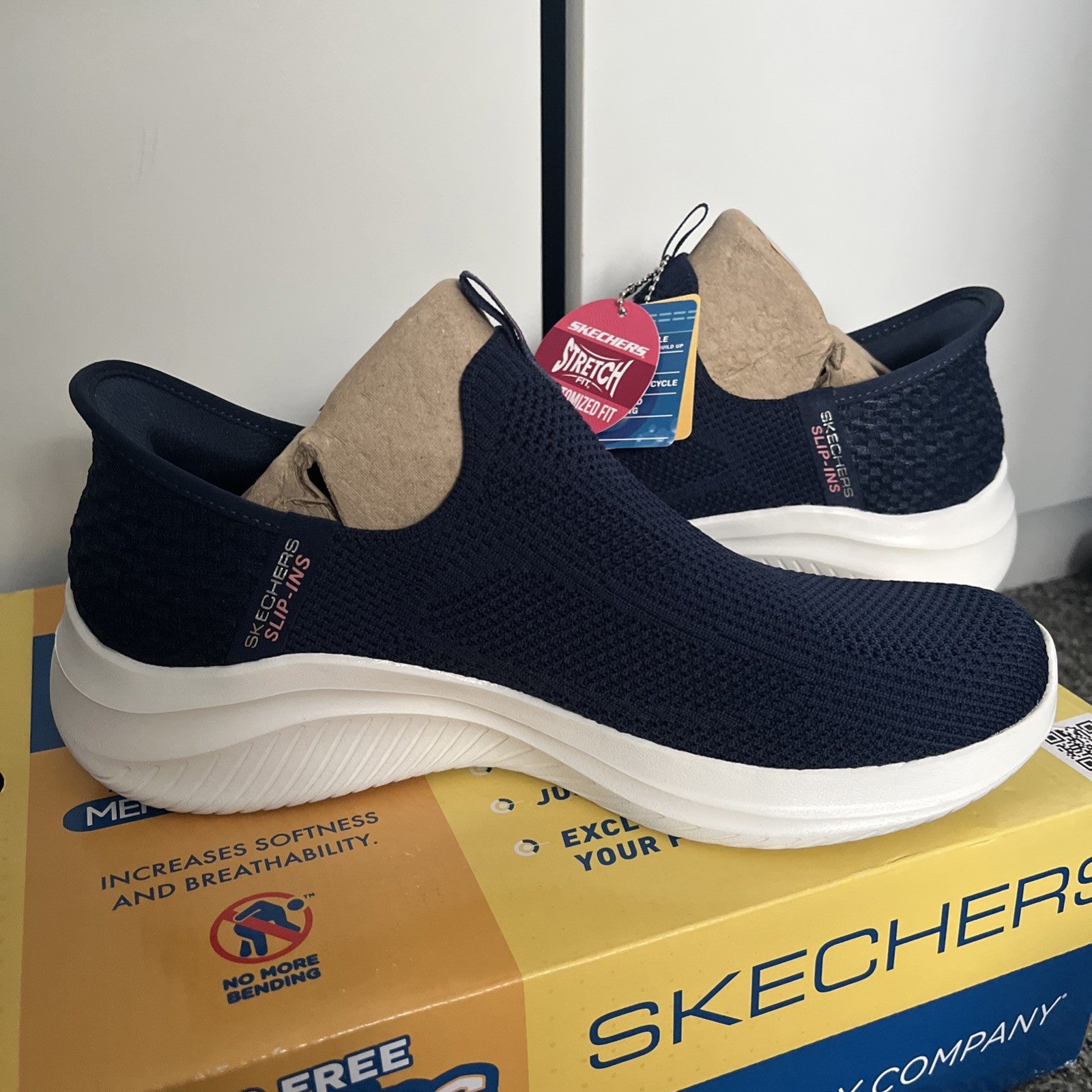 Skechers Slip-ins Ultra Flex 3.0 Vegan Womens Slip On Trainers in Navy UK Size 6