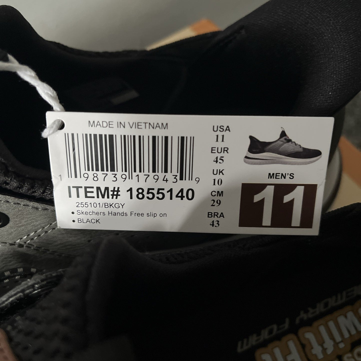 Skechers Swift Fit Delson Mens Slip On Trainers Black Taupe Hands Free UK 10