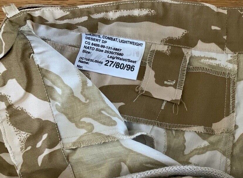 BRITISH ARMY SHORTS COMBAT LIGHTWEIGHT DESERT DP CAMO FISHING CAMPING DETECTING