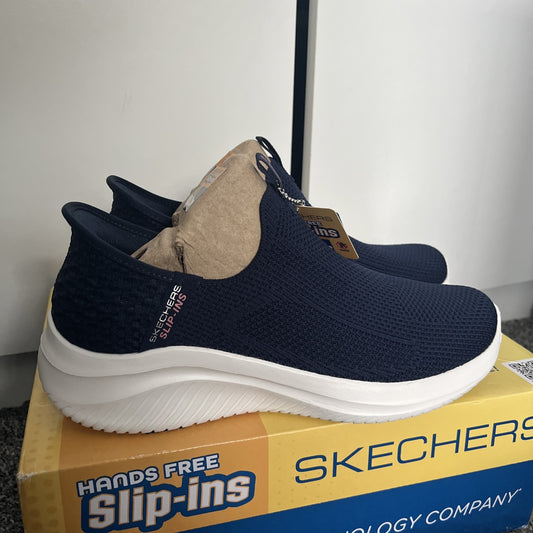 Skechers Slip-ins Ultra Flex 3.0 Vegan Womens Slip On Trainers in Navy UK Size 6