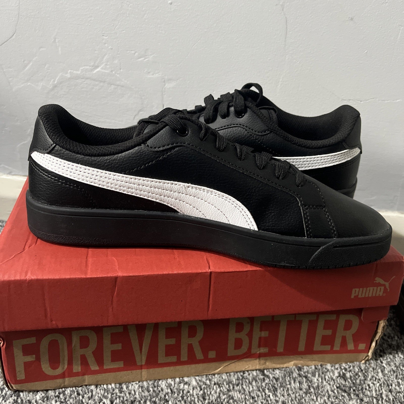 Puma Grounded SL Unisex Black White Trainers Sneakers UK Size 7.5 Casual Shoe