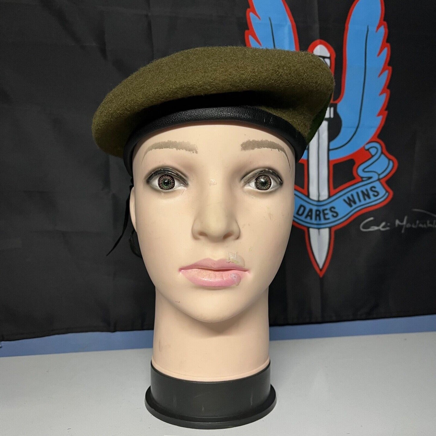 Royal Welsh Beret British Army Green No Insignia Wool Military Size 58cm Used