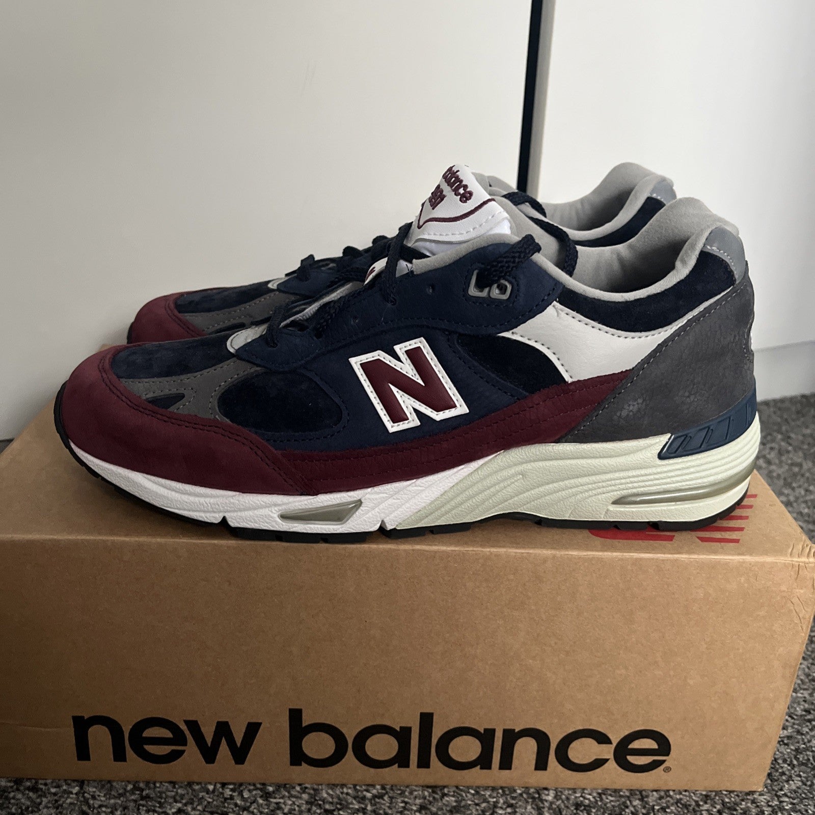 New Balance 991 RKB UK 9.5 Made In England Navy Burgundy M991RKB New Trainers