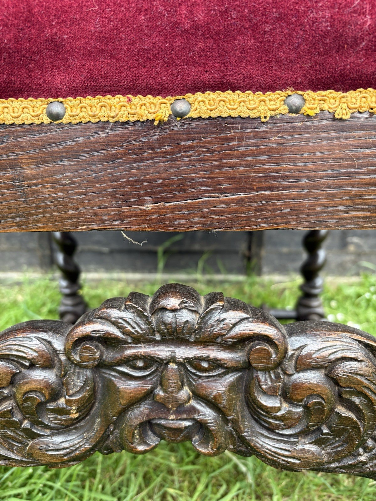 Antique Oak Armchair Throne Victorian Quality Carved Large Ornate Country House