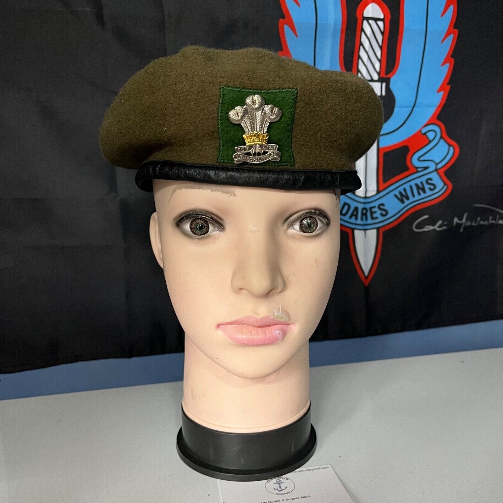 British Army Beret Royal Welsh Regiment Green With Cap Badge Sizes Used Surplus
