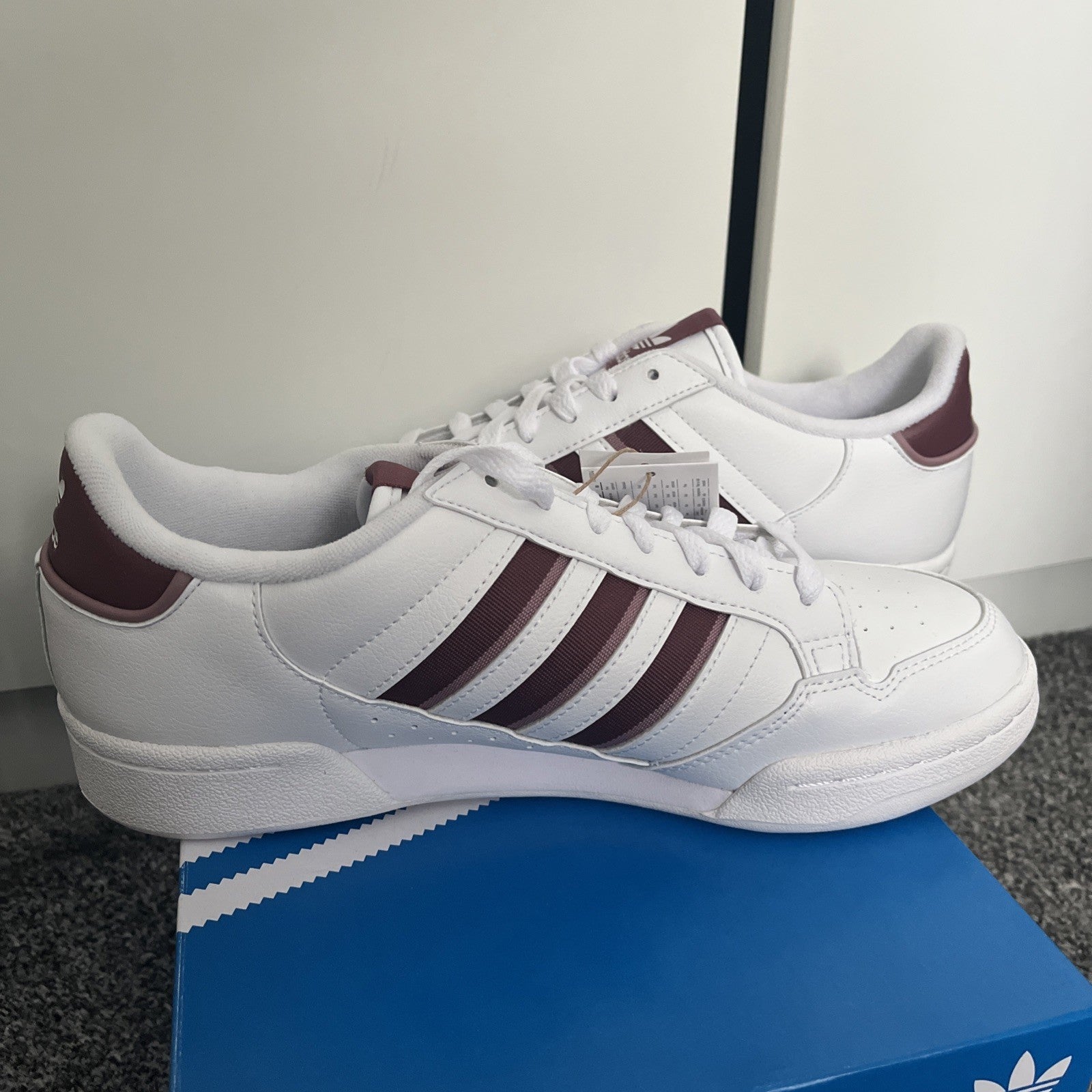 Adidas Originals Continental 80 Stripes White Size 8.5 UK Trainers Brand New Low