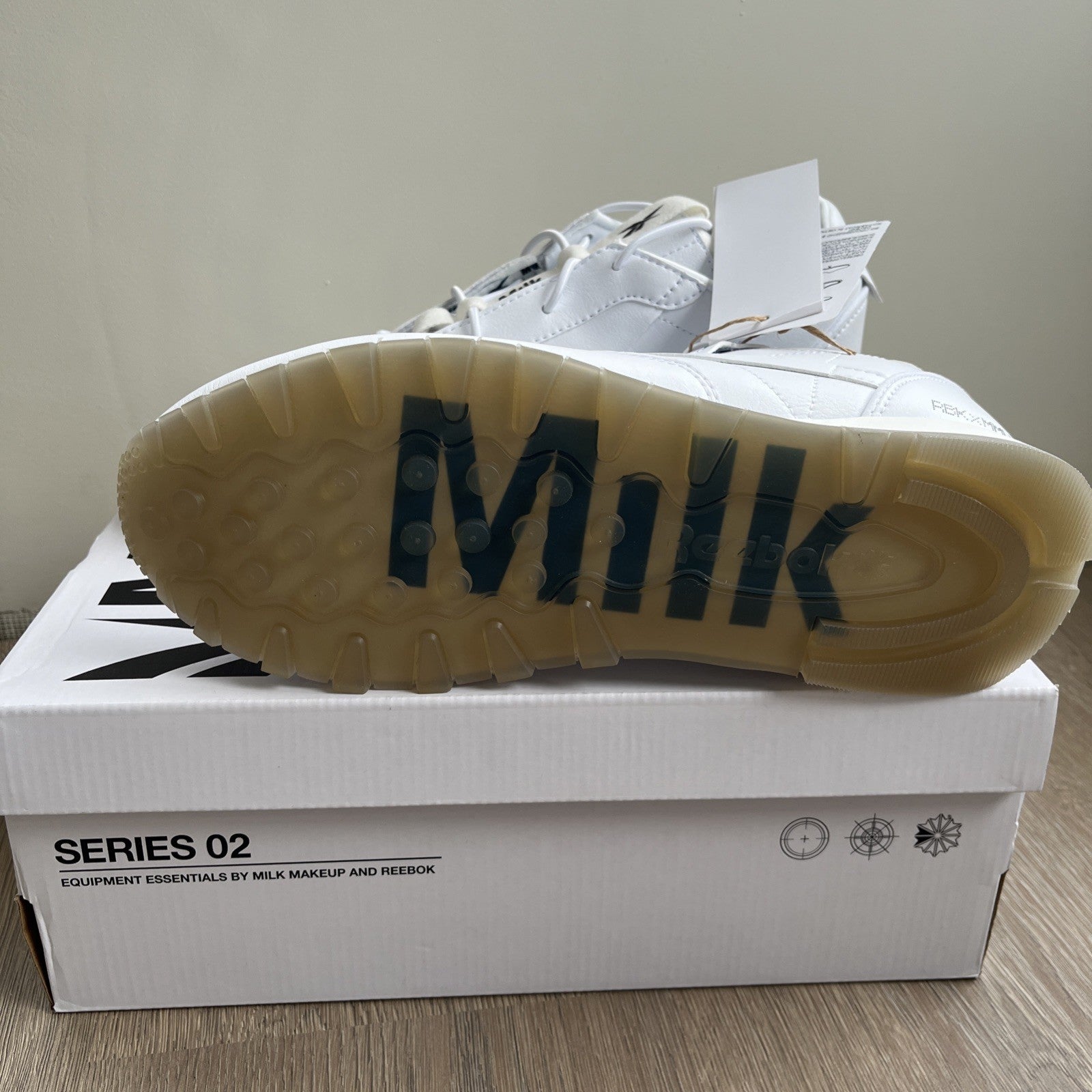 Men's Reebok x Milk Makeup Classic Vegan Shoes in White UK Size 9 Brand New