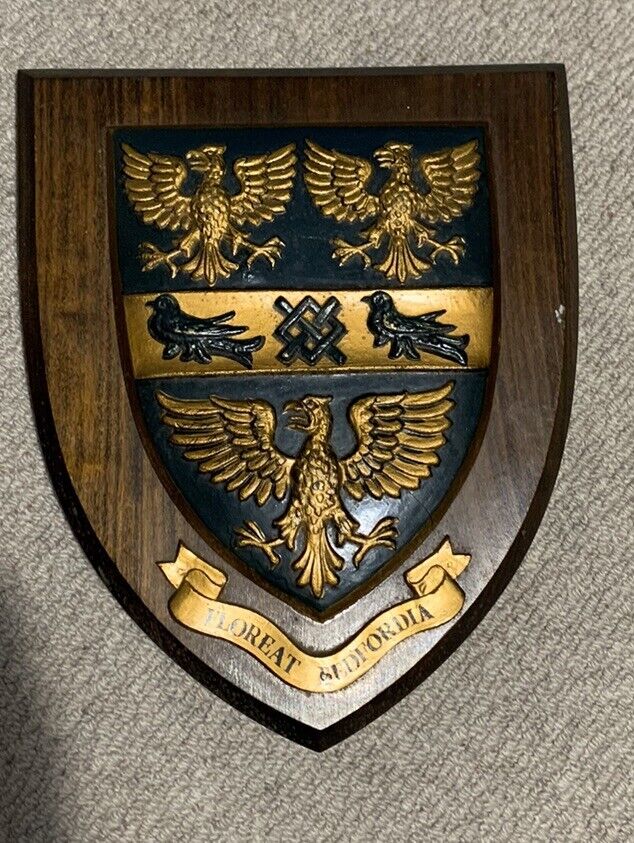 plaque shield crest coat of arms Bedfordshire Antique Reclaimed