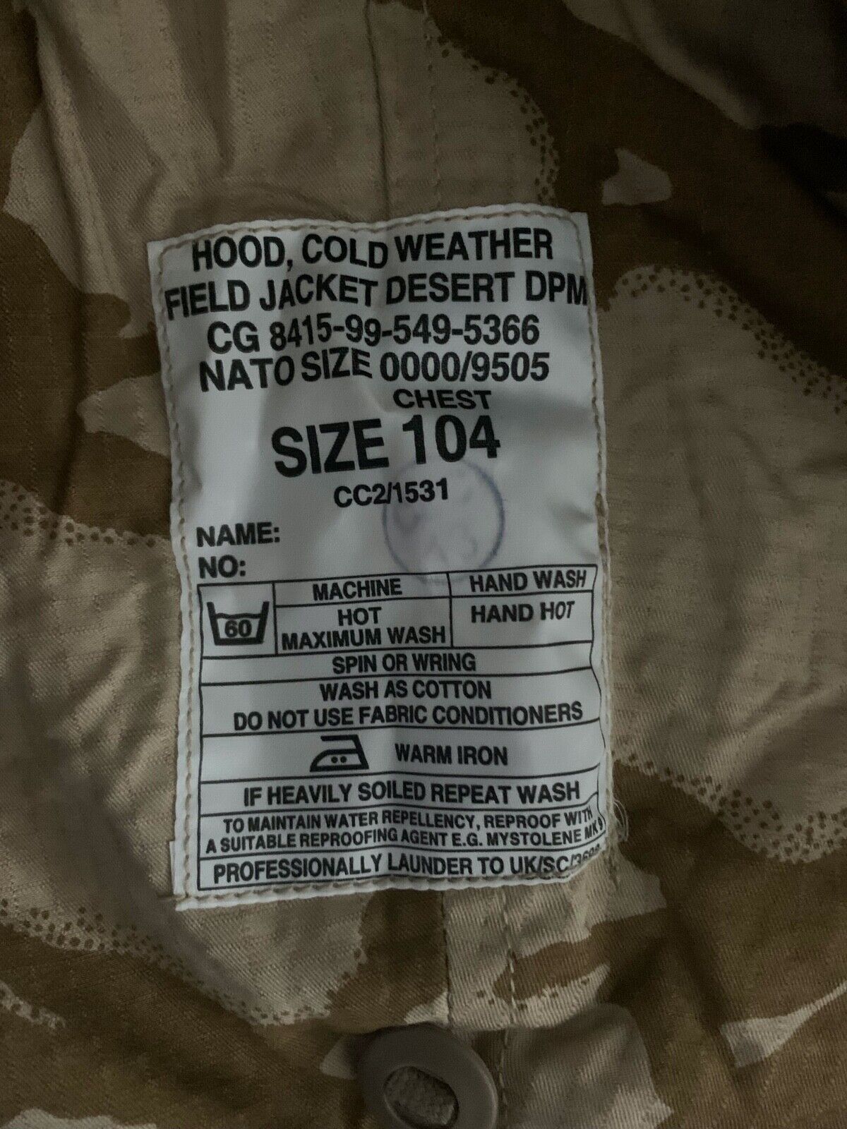 UK British Army Surplus Desert DPM Detachable Smock Hood Rip-Stop Camo Material