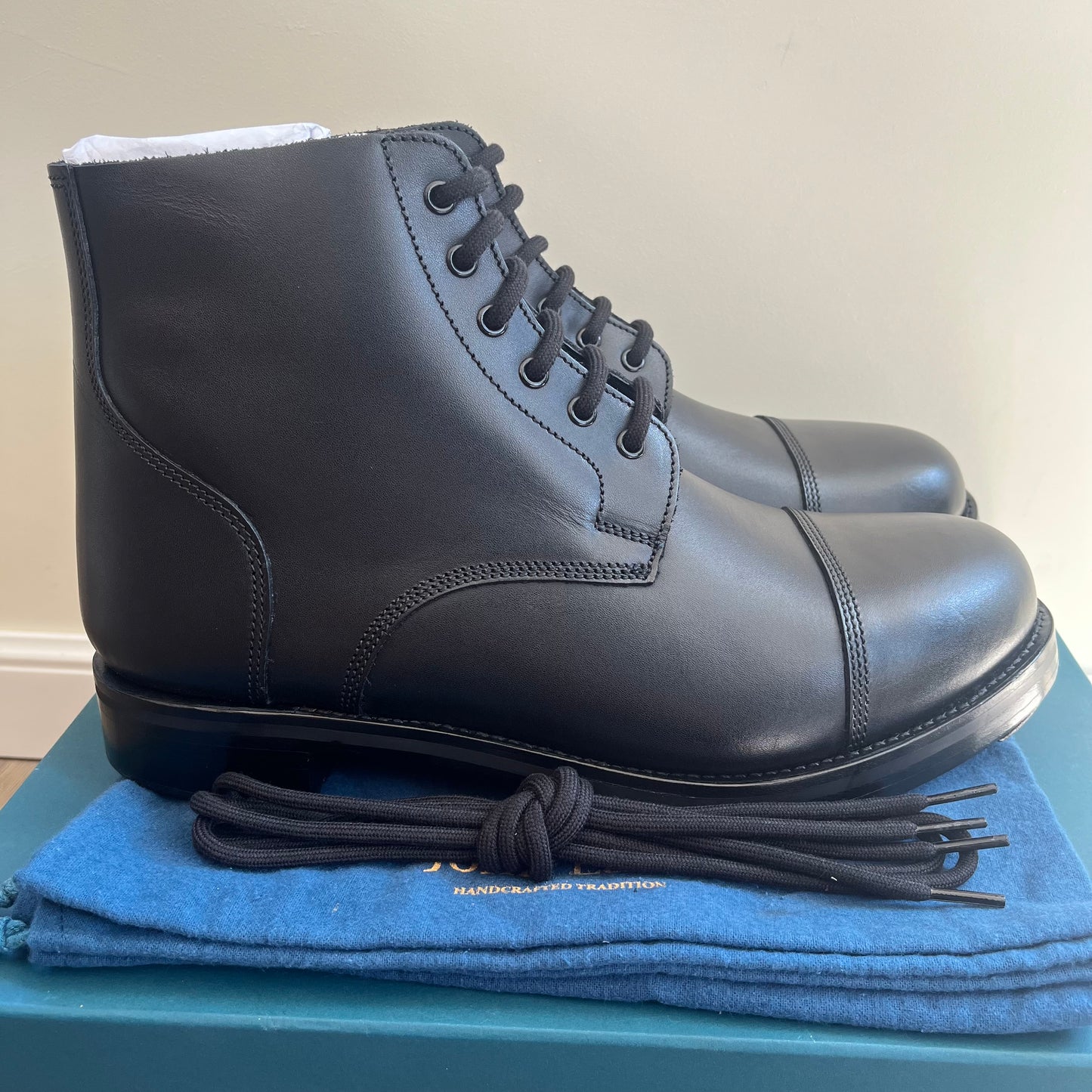 British Army John Land Ceremony Parade Black Leather Officers Boots - New
