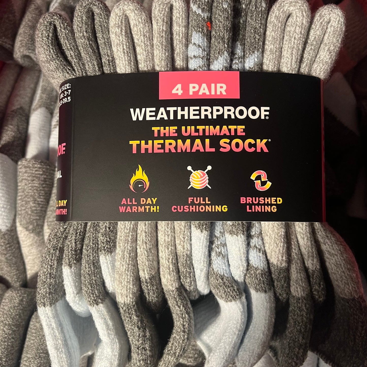 Women’s Weatherproof Vintage 4 Pack Thermal Crew Socks UK Size 3-7 Colours