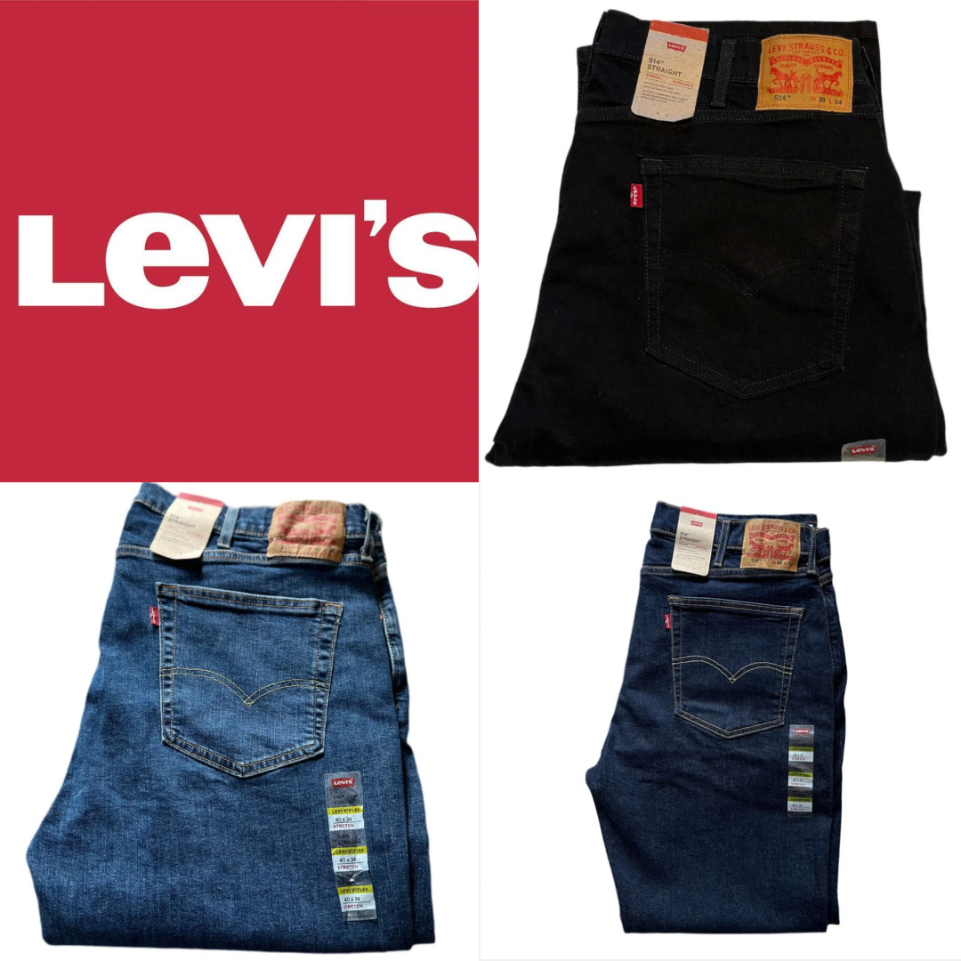 Levis Mens 514 Jeans Straight Leg Denim Blue Black - Colours - Sizes - New