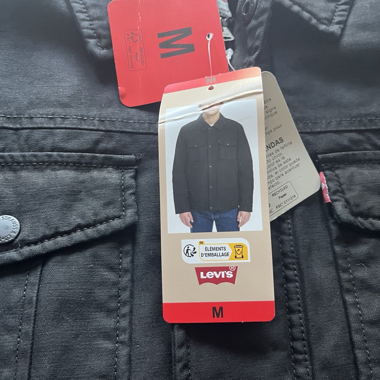 Levis Strauss Black Men's Medium M Trucker Jacket - Black - BNWT