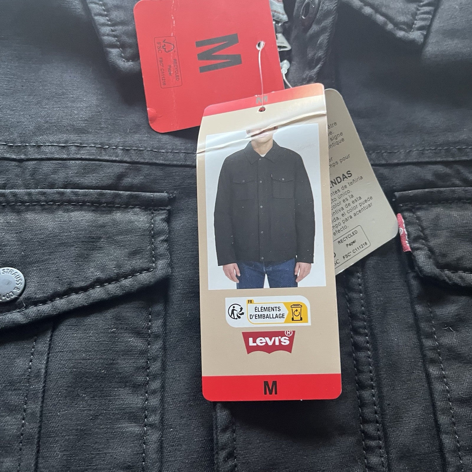 Levis Strauss Black Men's Medium M Trucker Jacket - Black - BNWT