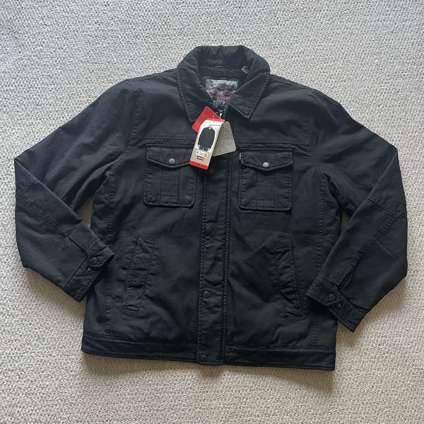Levis Strauss Black Men's Medium M Trucker Jacket - Black - BNWT