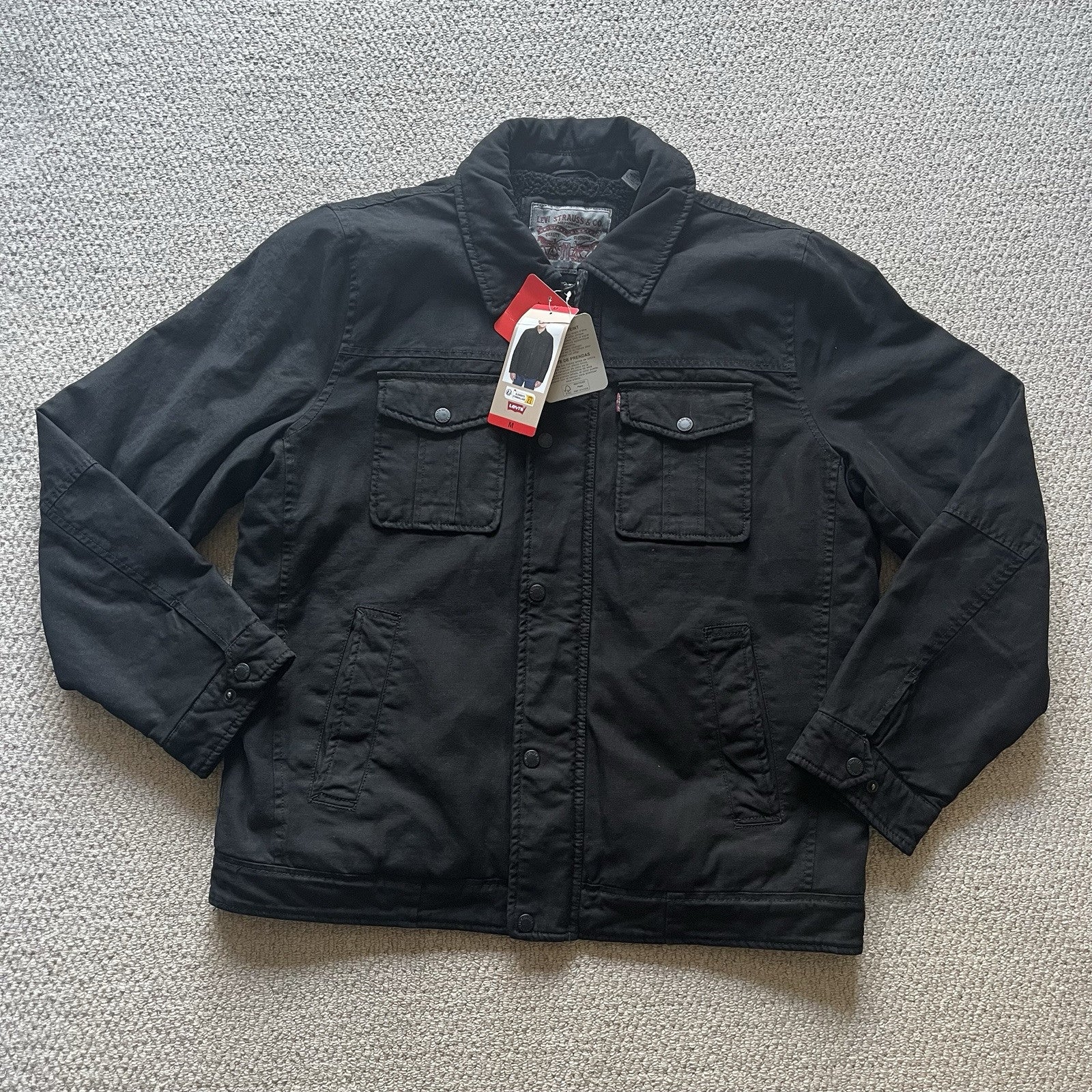 Levis Strauss Black Men's Medium M Trucker Jacket - Black - BNWT